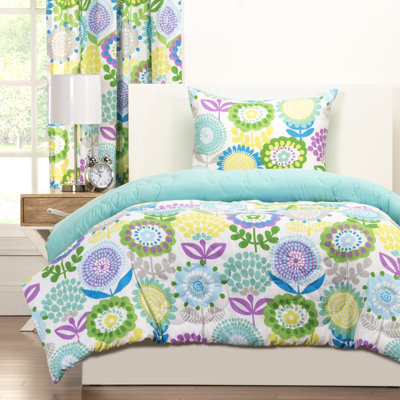 Crayola Pointillist Pansy Microfiber Reversible Comforter Set