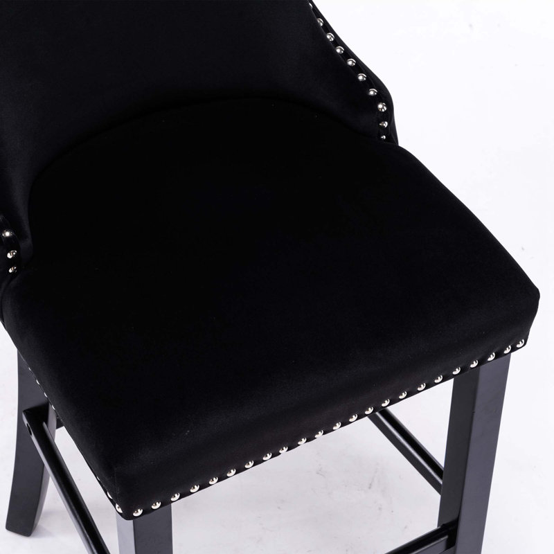 Tabourets de bar rembourrés en velours Merelin, Noir