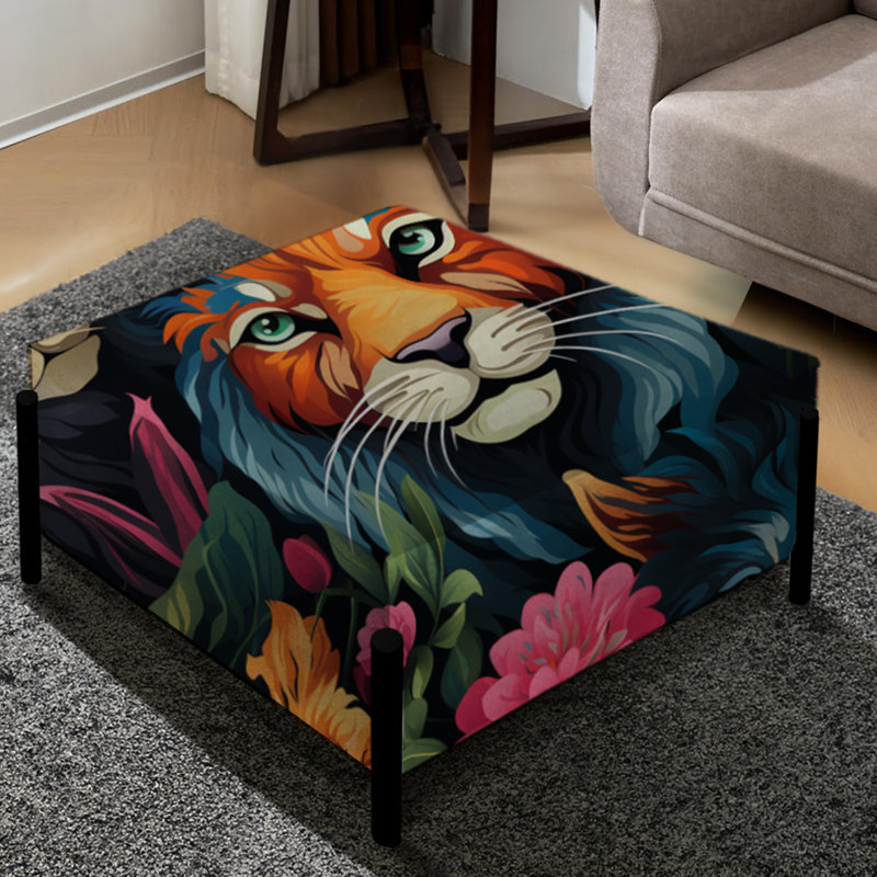 Lion éclectique Extravaganza - Grand repose-pieds carré éclectique