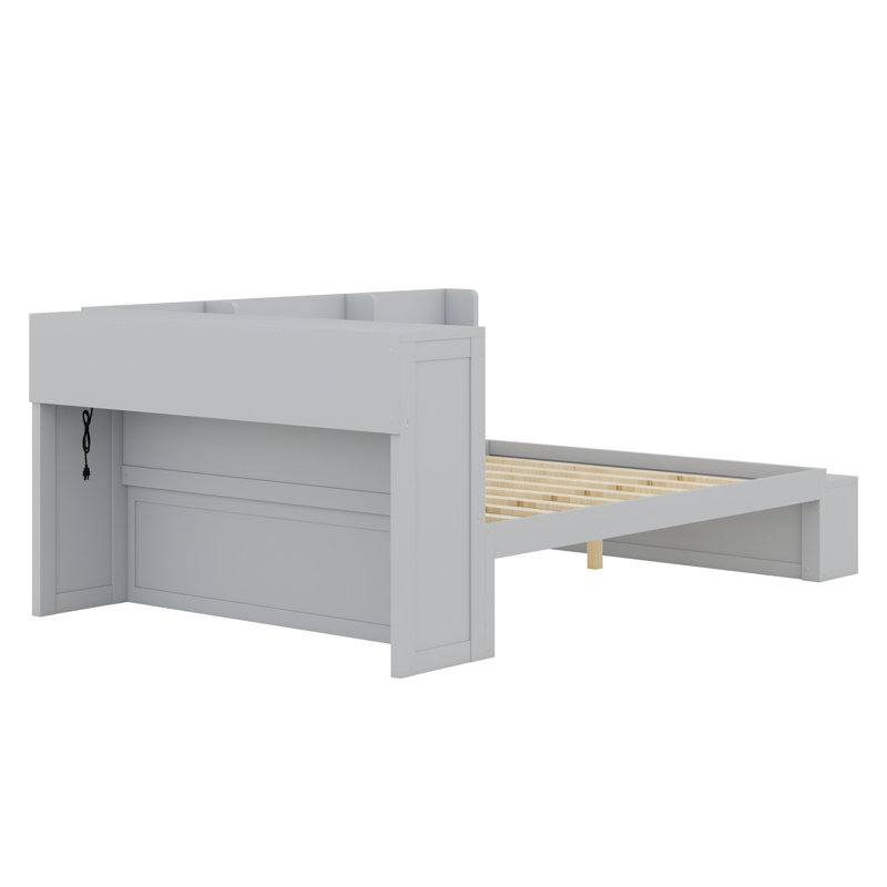 Lit de jour avec rangement et ports USB, confort et connectivité combinés, Gris
