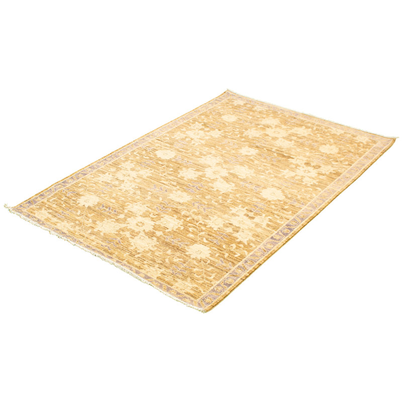 Tapis unique en laine noué à la main style Oushak kaki de 18 pi 5 po x 7 pi 10 po New Age