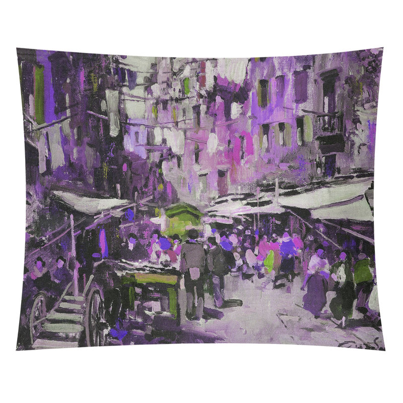 Tapisserie murale du marché Macintyre à Naples, H 83,5 po x l 71 po, Mauve