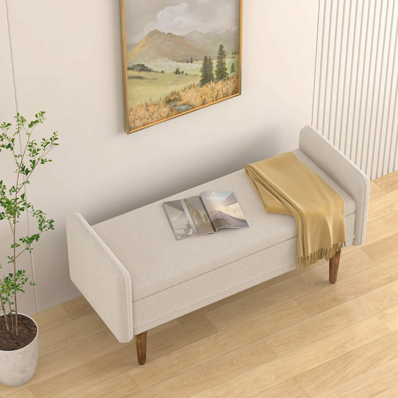 Tabouret de rangement en velours Teddy, avec espace de rangement, adapté aux appartements, salons et chambres à coucher