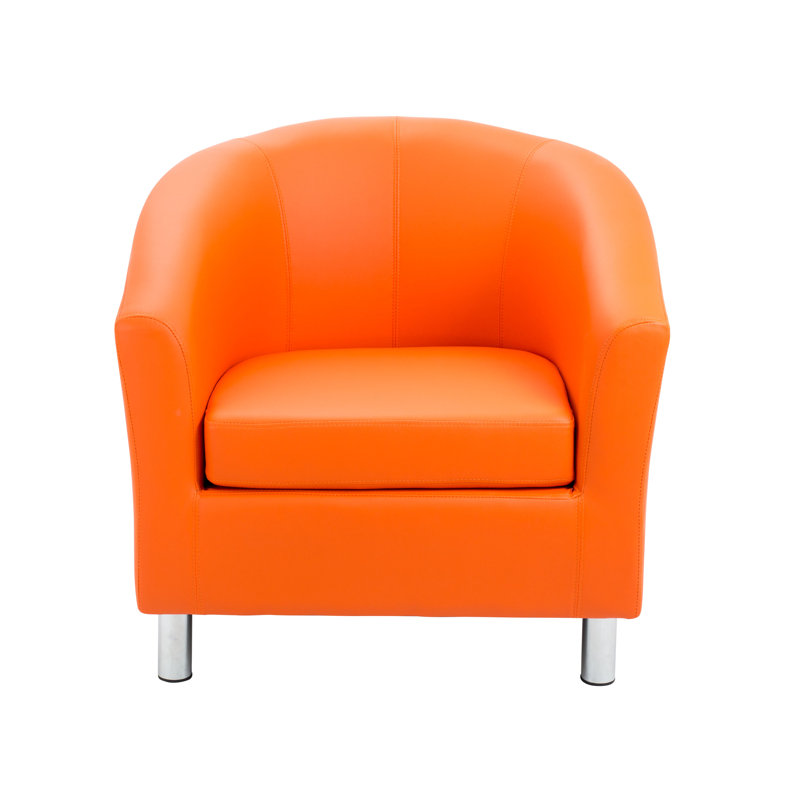 Pyrmont Faux Leather Barrel Chair, Orange