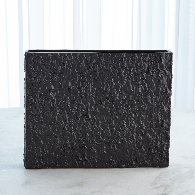 Ceramic Table Vase, 12.5" H x 15.5" W x 3.5" D, Black