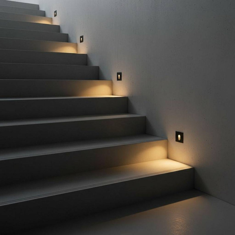 UltraBeam 1 Watt Square Recessed Black Outdoor Step Light Fixture