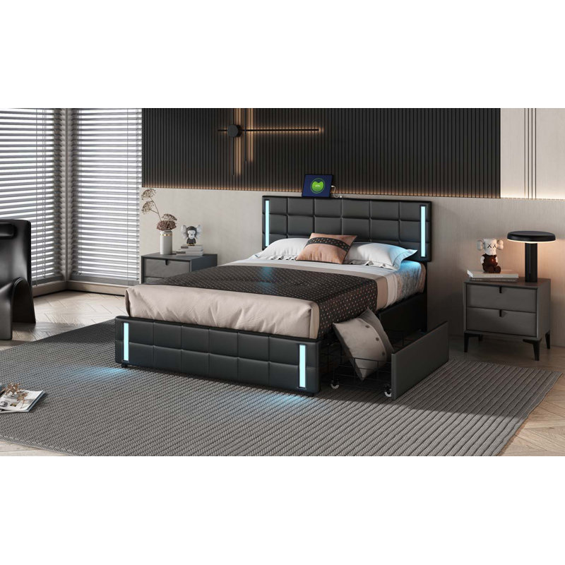 Lit plateforme tapissier Casch, Noir