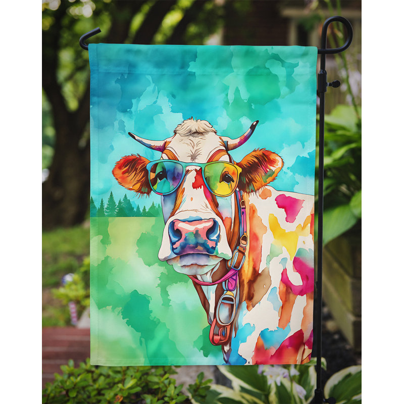 Drapeau de jardin de vache hippie
