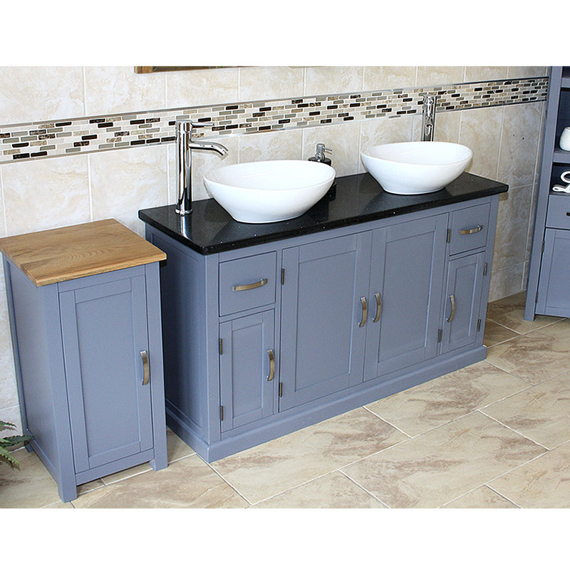Regatta 1230mm Double Bathroom Vanity with Vessel Ceramic Basin, Black 