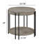 Table de bout ronde en bois robuste avec tablette de rangement brun / brun clair et base en métal avec pieds