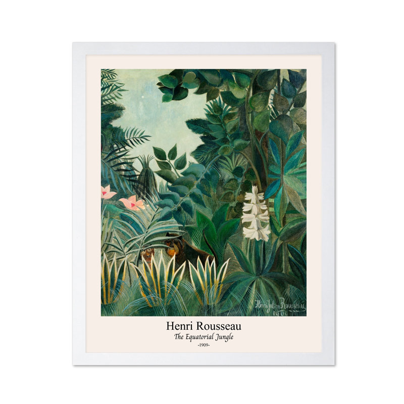 Henri Rousseau - Equatorial Jungle No1, 08"H x 10"W, Poster, White Framed