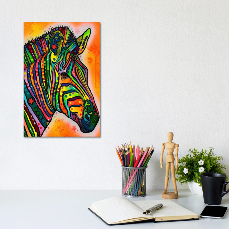 Zebra by Dean Russo - Wrapped Canvas Painting, 20.32 cm H x 30.48 cm W