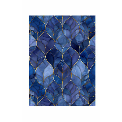 Motif géométrique abstrait bleu III, reproduction d'art moderne sans cadre