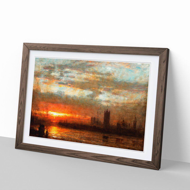 Westminster Sunset by Joseph Mallord William Turner - Picture Frame Painting, 36cm H x 48cm W x 2cm D, Walnut
