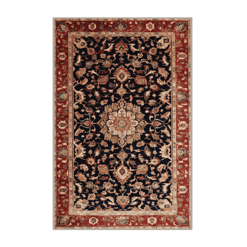 Machine Washable Persian Brown Area Rug, Rectangle 5' x 7'