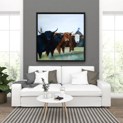 Four Highland Cows Canvas | Framed Home Decor