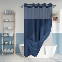 3D Eva Blue Shower Curtain Liner Set for Bathroom 12 Plastic Hooks,  Waterproof
