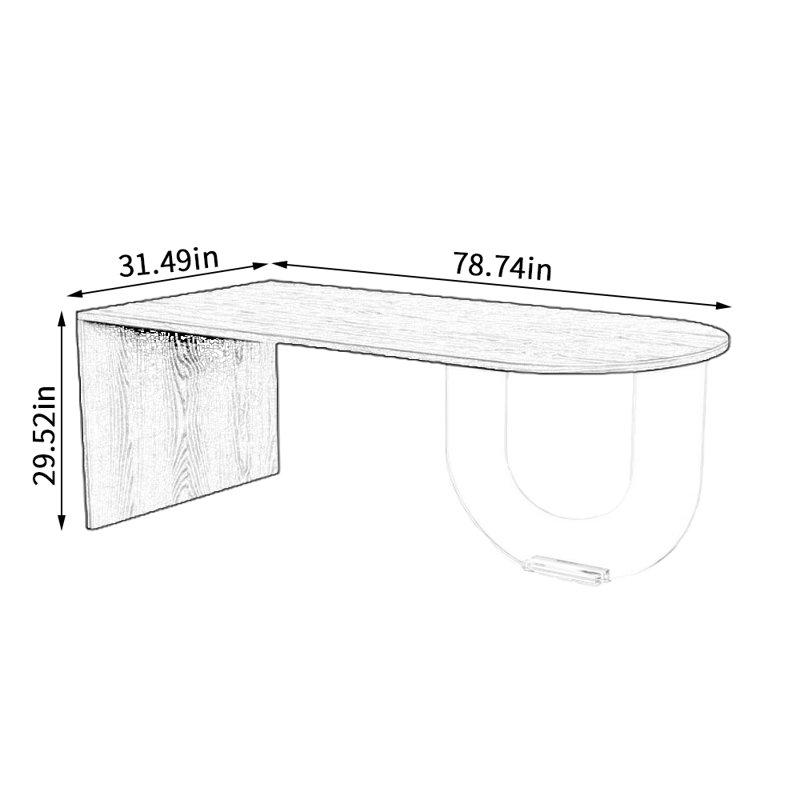 Ash Solid Wood Top Dining Table, 31.49" W x 78.74" L