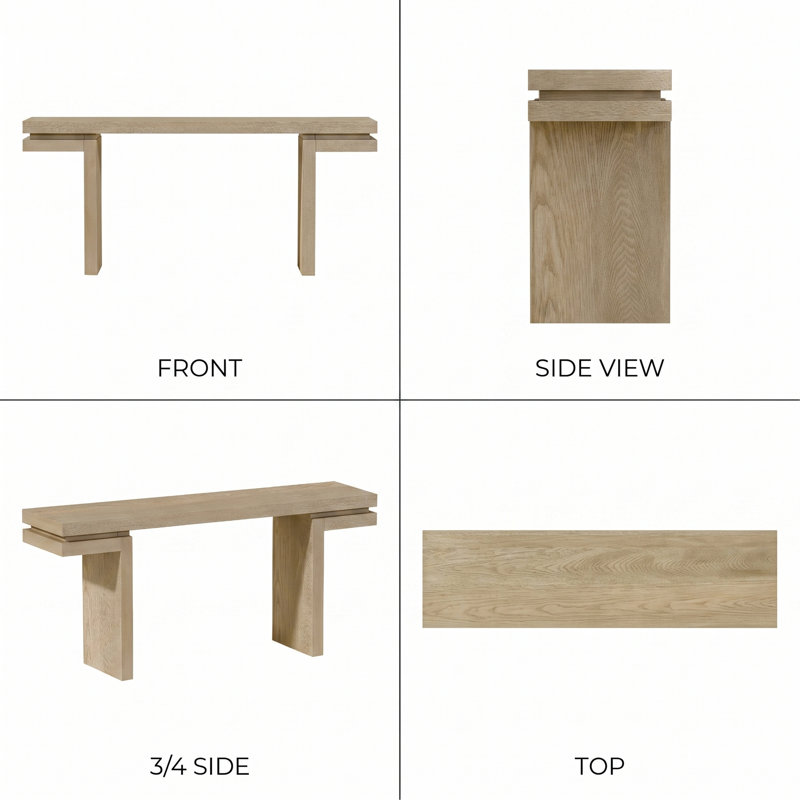 66" Extra-Wide Veneered Console Table, Oak
