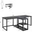 Bureau double de 235 cm de large avec étagères de rangement, bureau de jeu deux places avec support pour boîtier PC, idéal pour le télétravail ou le bureau à domicile.