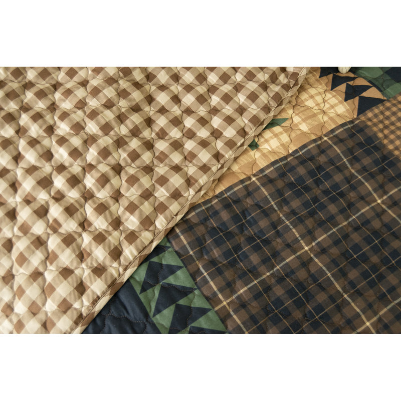 Brown Bear Cabin Reversible Twin Microfiber Quilt Set