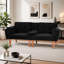 Canapé-lit double pliable noir 72 po, revêtement en velours doux, canapé confortable pour 2 personnes