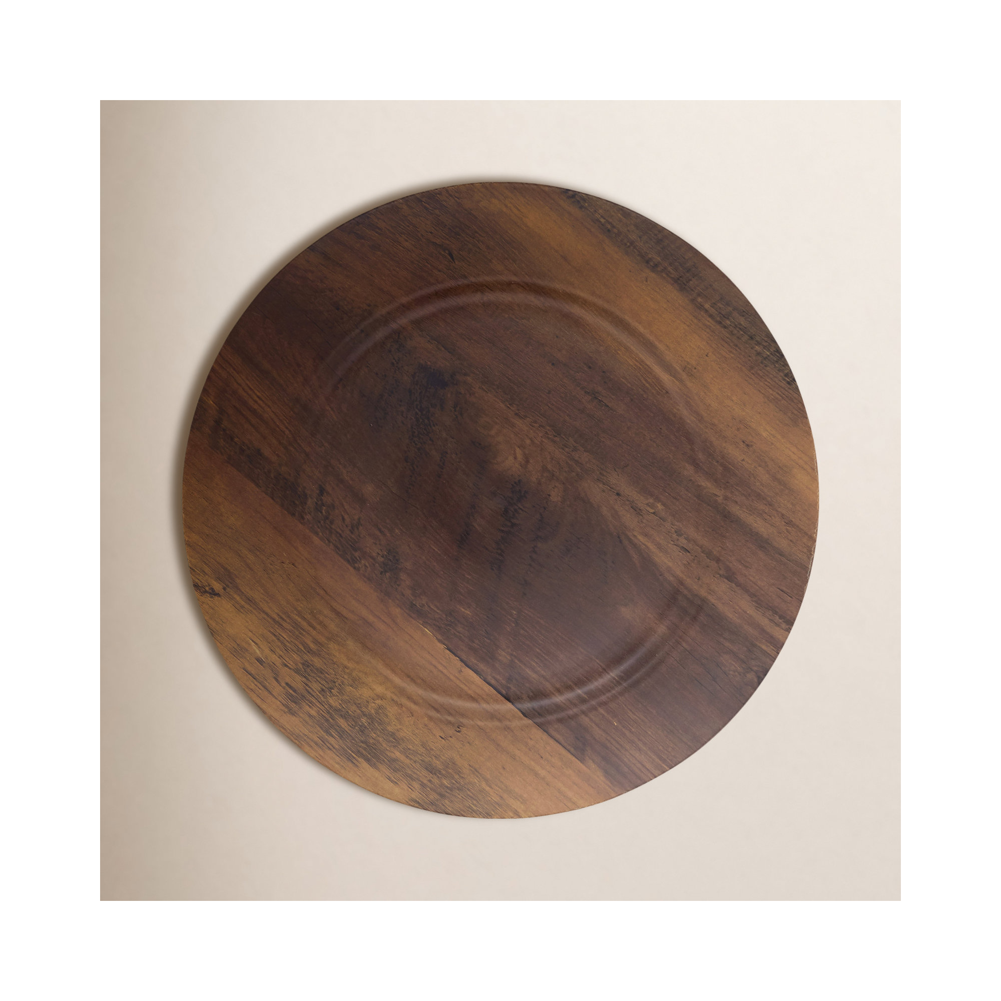 Farmhouse Style Faux Wood Charger Plate (Set Of 4)