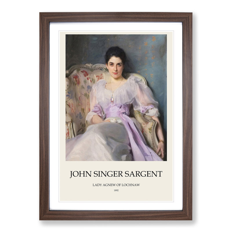 Lady Agnew of Lochnaw by John Singer Sargent - Framed Print, 48cm H x 36cm W x 2cm D, Walnut Framed Framed