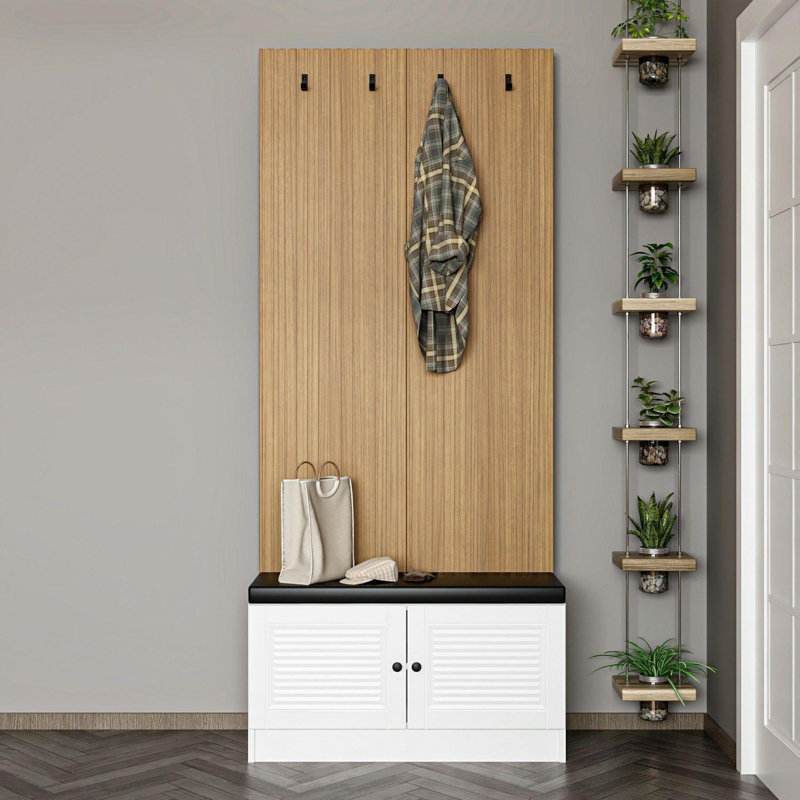 Modern Hall Stand, White, 35.4 x 82.7 x 13.8 inches | 100% Melamine Coated Particle Board, Thickness: 0.7 inches | Sleek Design for Entryway Organization, Durable & Stylish Storage Solution