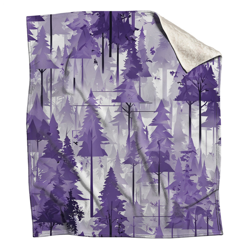Couvertures de silhouette de forêt mauve, 60 po L x 80 po H