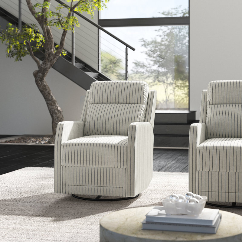 Caleya Modern Swivel Rocker Manual Recliner, Light Gray