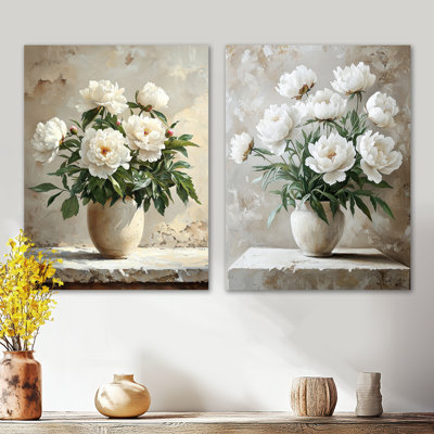 Vase en pivoines et fleurs murales Simplicity