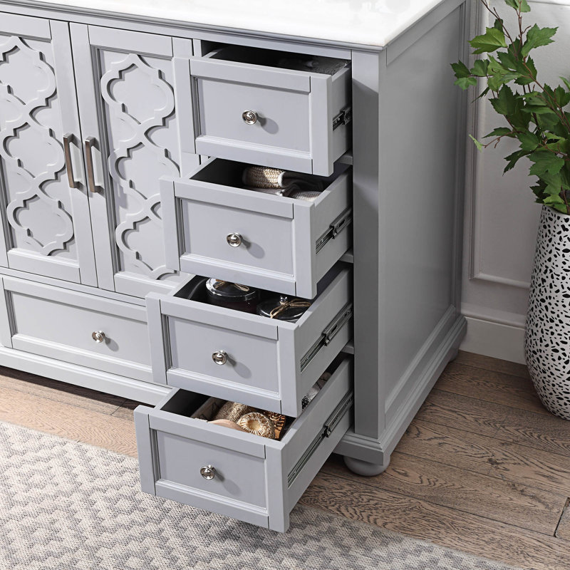 Ali 48'' Single Bathroom Vanity with Marble Top, Gray