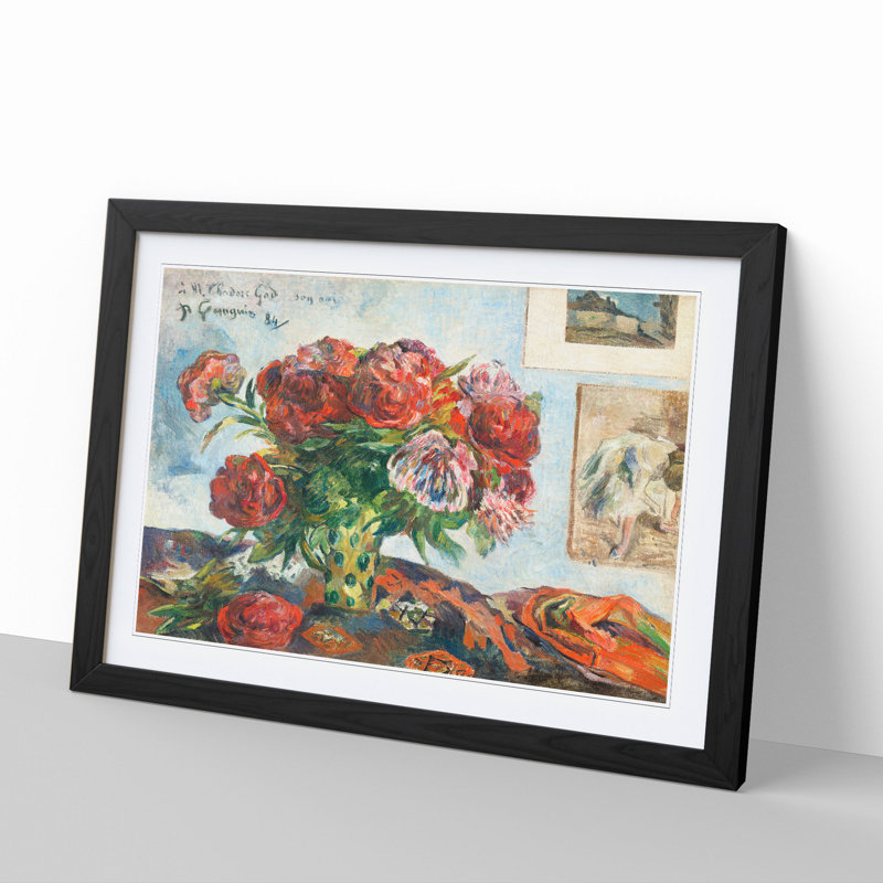Still Life with Peonies by Paul Gauguin - Framed Print, Black Framed, 36cm H x 48cm W x 2cm D
