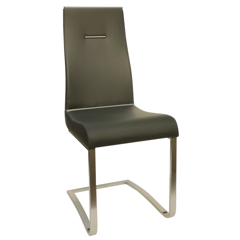 16.5'' H Faux Leather Upholstered Cantilever Chair, Chrome, Dark Gray