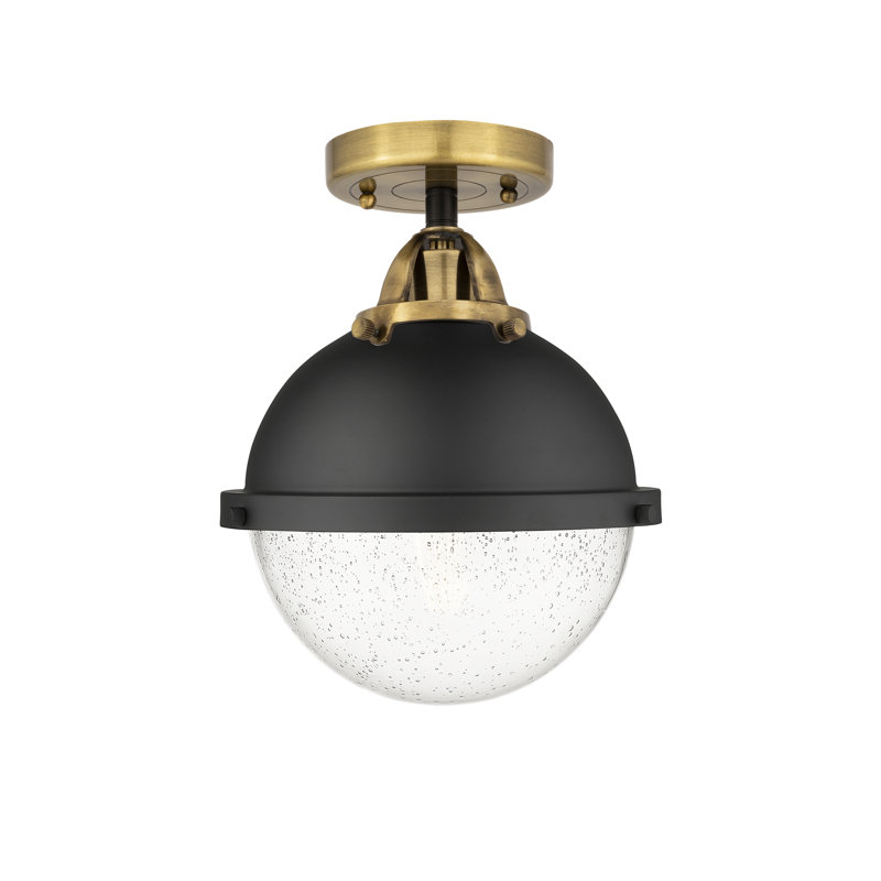 Glass Semi Flush Mount, Black Antique Brass, Seedy, 13.38" H x 9" W x 9" D