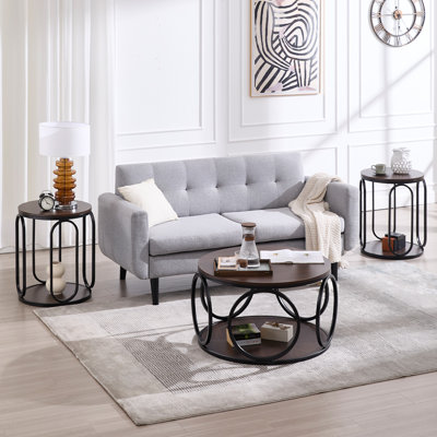 3 - Piece Modern Industrial Living Room Table Set