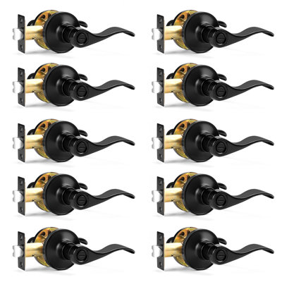 Privacy Door Lever with Round Rosette Keyless Lock