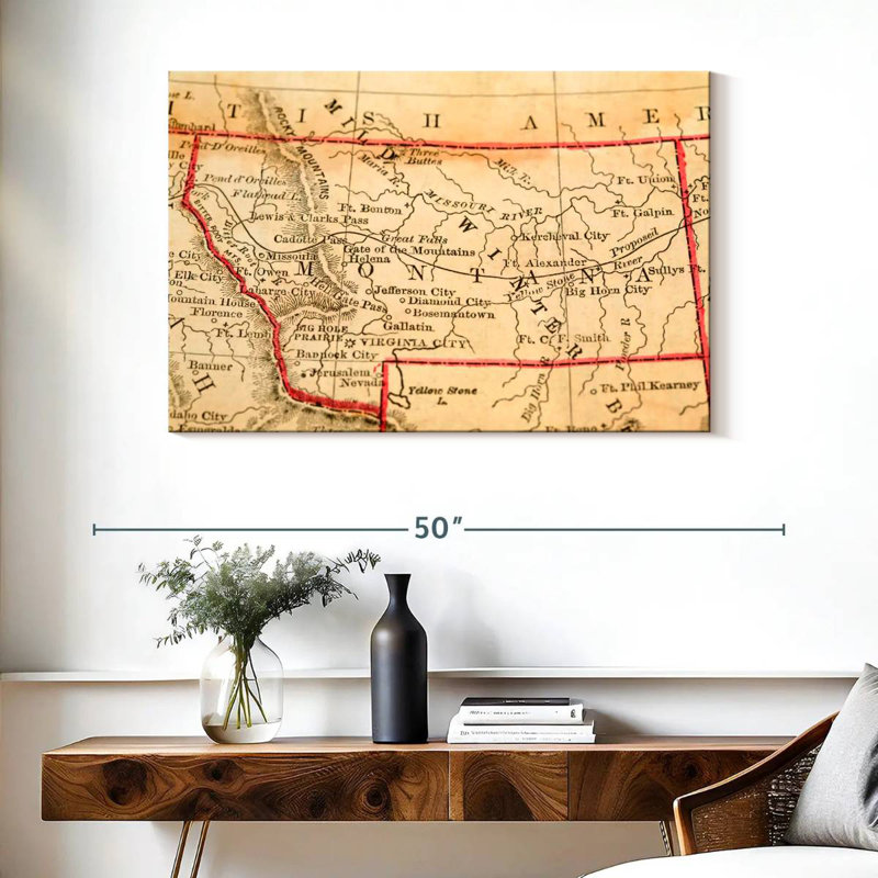 Carte rétro du Montana, Aliaz, H 26 po x l 39 po