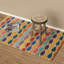 Tapis géométrique en laine tissé à plat à la main beige / jaune / orange