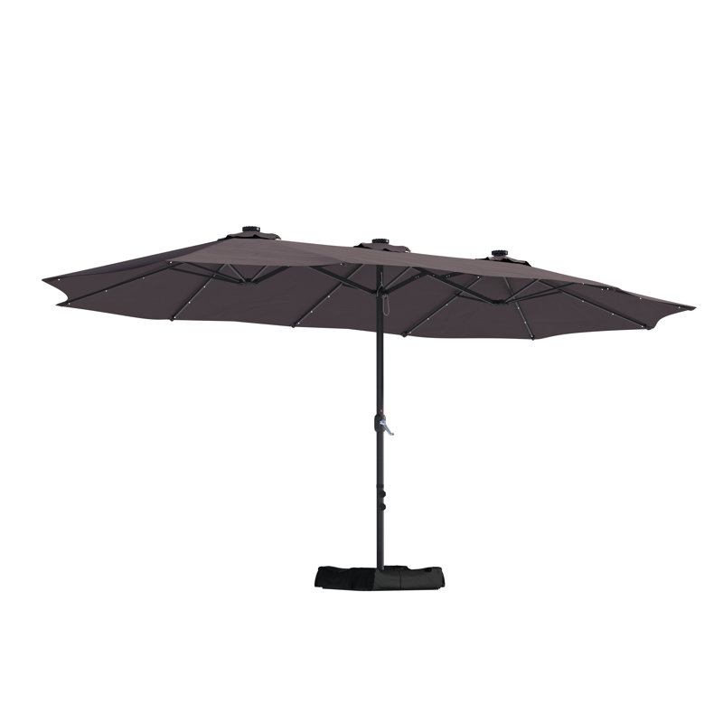 181'' Coffee Double-Sided Patio Umbrella with LED Lights