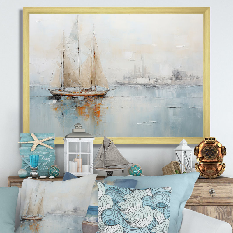 Impression sur toile, "Minimalisme", Cadre doré simple, H 16 po x l 32 po x P 1 po