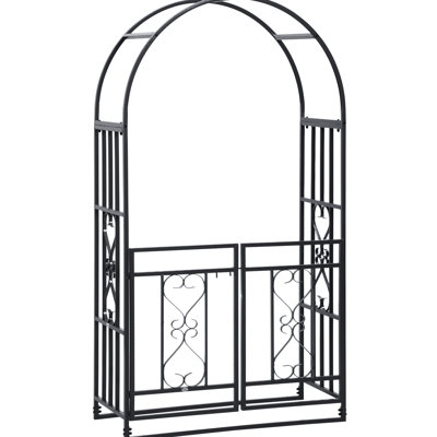 81" Metal Garden , Locking Gate With Heart Motifs For Party And Wedding, Grey Double Doors Gate, Good Wedding Arch,