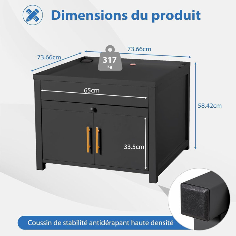 320Kg Capacity Laundry Pedestal For Washer Dryer, Black