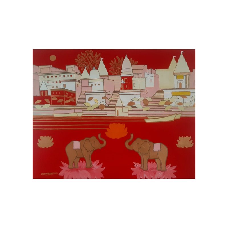 Temple Ghat | Acrylique sur toile | Par Debrata Basu | Pour la décoration murale