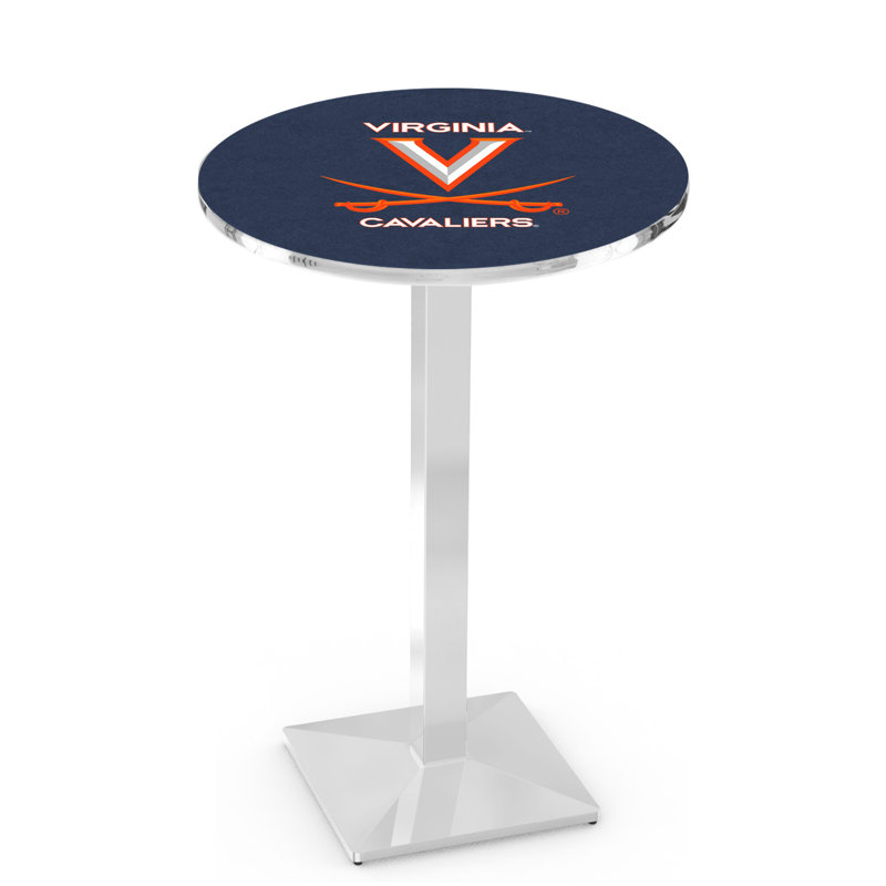 Round Metal Base Dining Table, Chrome, University of Virginia