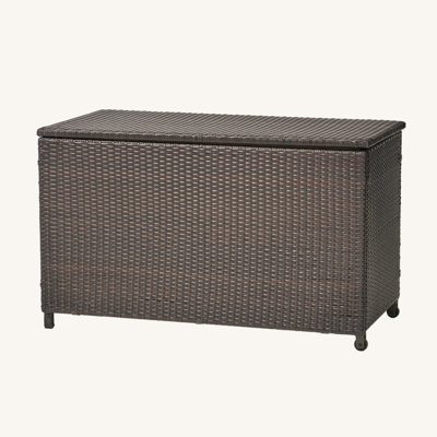Stylish Wicker Cushion Storage Cabinet For Outdoor Use Ideal For Patio And Yard Organization