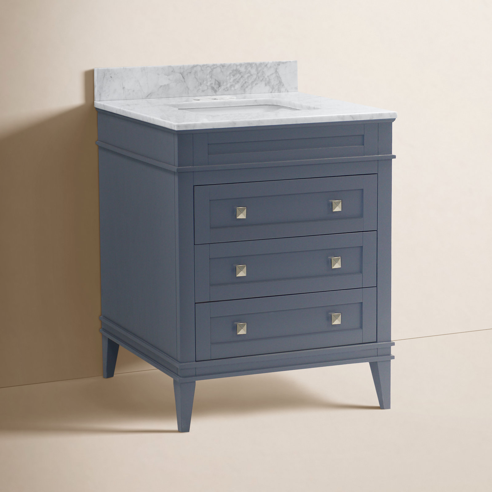 Frankfurt 30'' Single Bathroom Vanity, Marine Gray, Carrara Marble