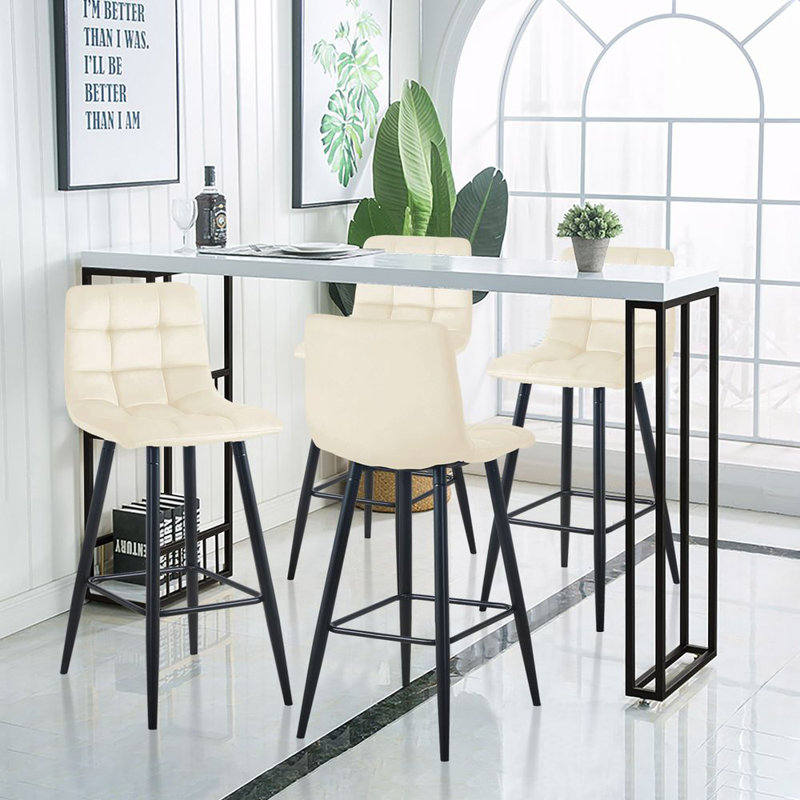 Breyson Upholstered Counter Stool with Metal Frame, Beige