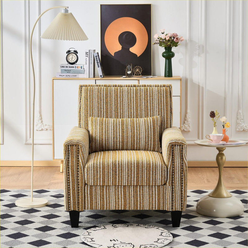 Chaise avec accoudoirs rembourrée Modern, Jaune / Blanc